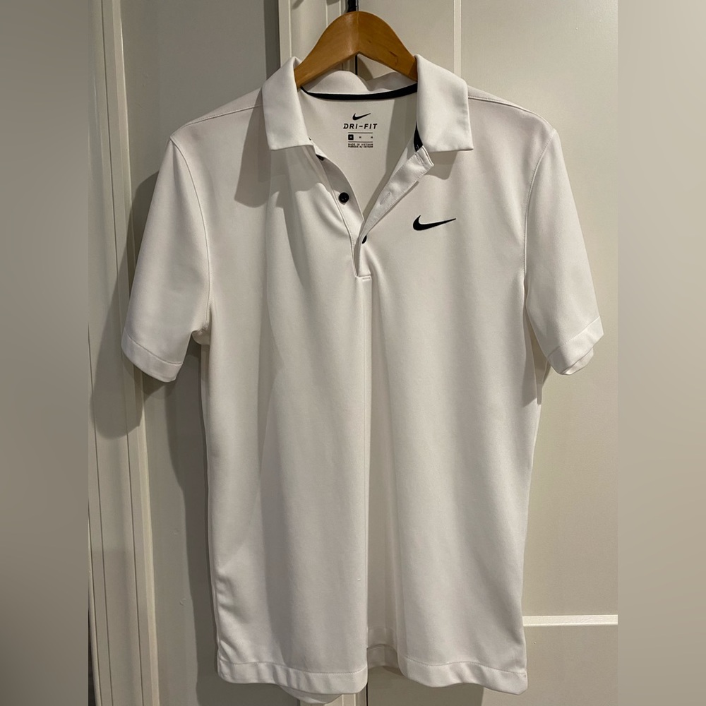 Men’s White Nike Polo Medium Dri-Fit